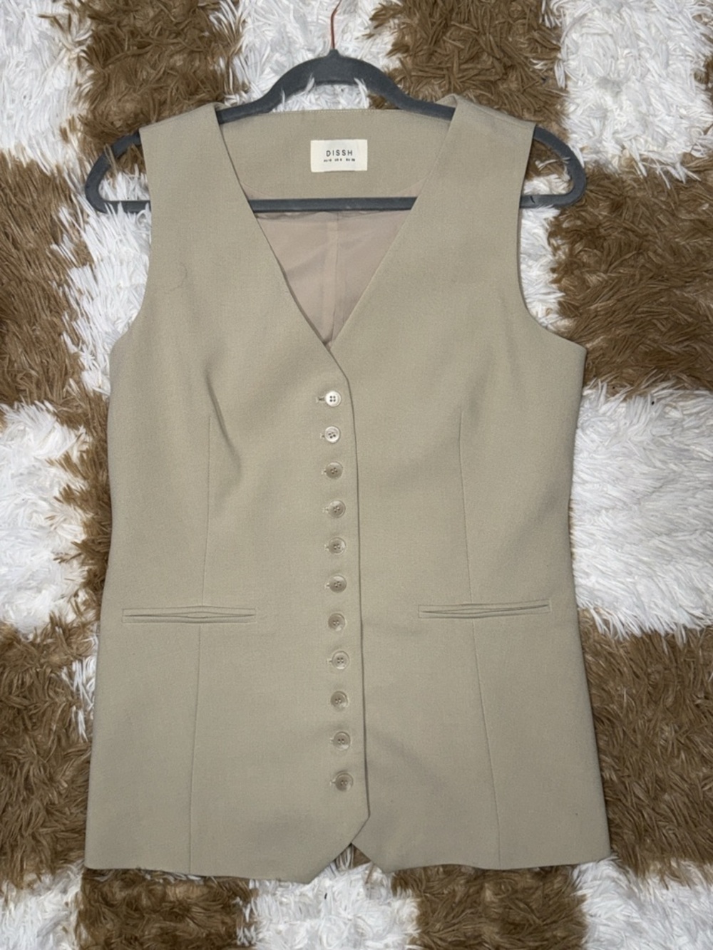 DISHH Taupe Button-Front Vest